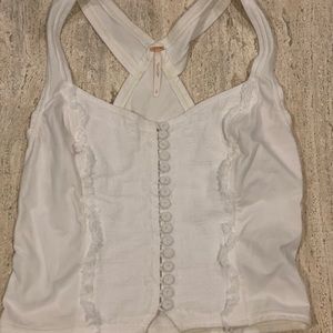 Free People Button Down Cropped Tank